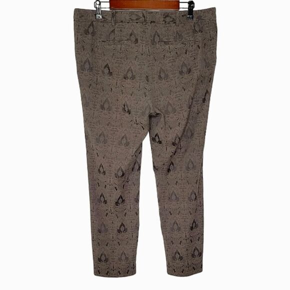 Worthington Brown Damask Patterned Cropped Skinny Pants Size 14 - Picture 2 of 8